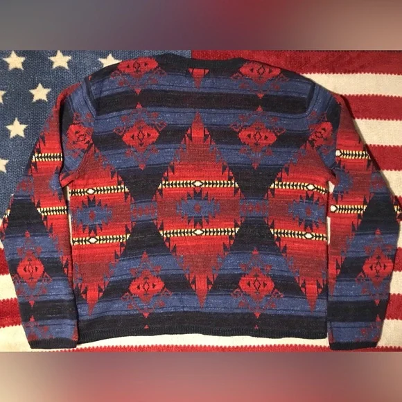Vintage Ralph Lauren Polo DENIM & And SUPPLY SOUTHWESTERN HENLEY Sweater XL RLPC
